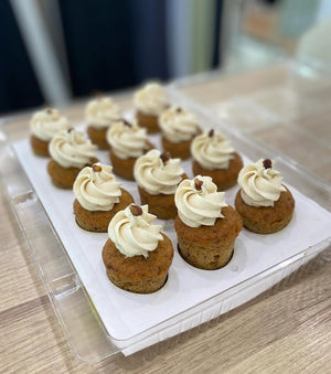 (BB 30 NOV 2025) Mahadeva's Kitchen (Petit Four) Carrot W/ Cinnamon Cashew Cream Cake (12pk)