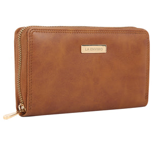 La Enviro Nia Single Zipper Wallet Tan