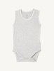 Boody Baby Sleeveless Bodysuit (3-6mths) Light Grey Marl