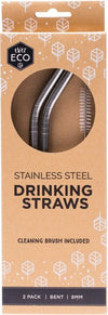 Ever Eco Stainless Steel Straws Bent 2 pk + Brush 8mm