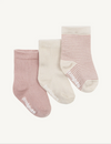 Boody Baby Socks 3 Pairs (0-3mths) Chalk/Rose